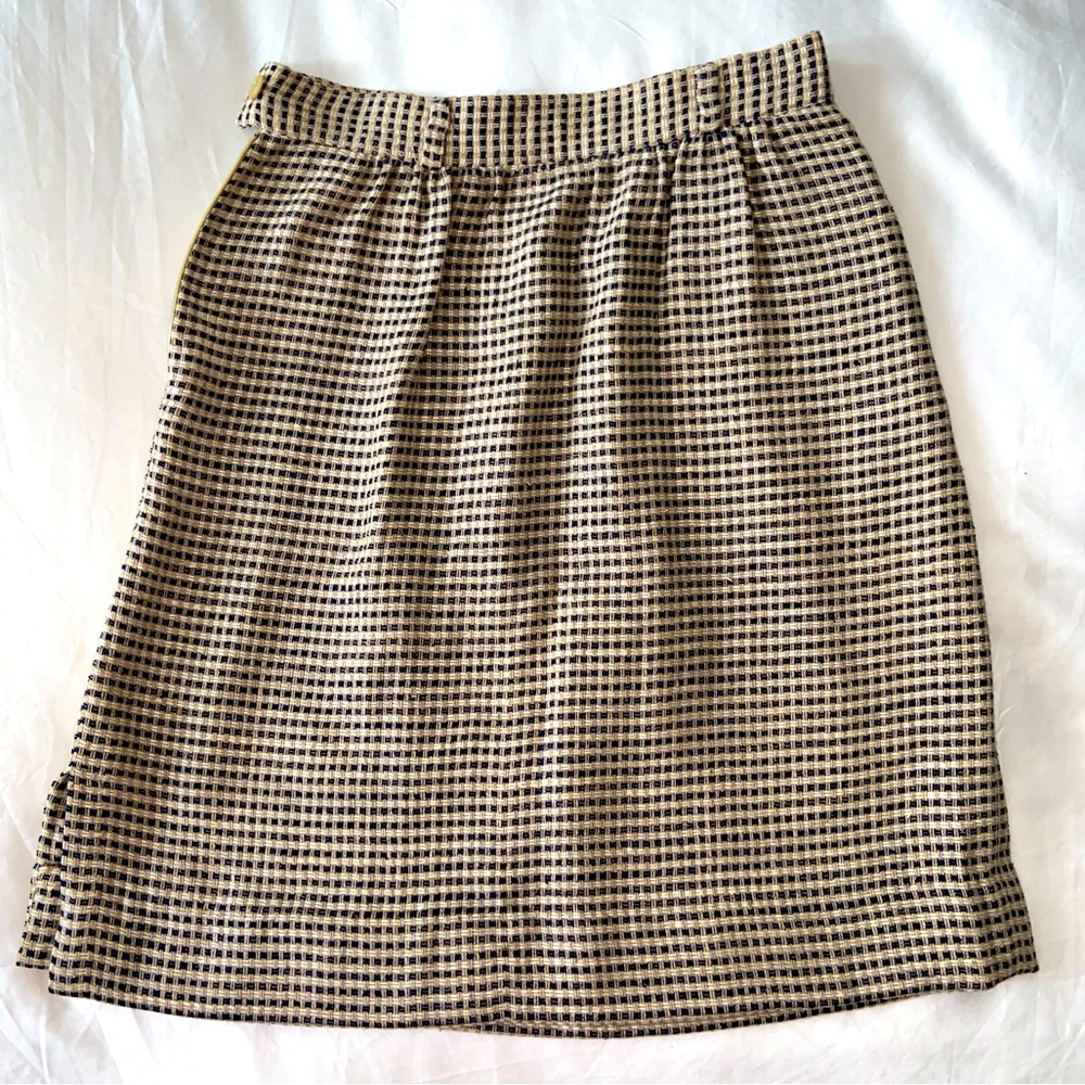 Giorgio Armani Tweed VINTAGE Quilted checker high waist skirt Italy 40 retro